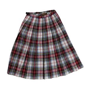 VTG Wool Plaid Pleated Fringe Tassel Wrap Skirt